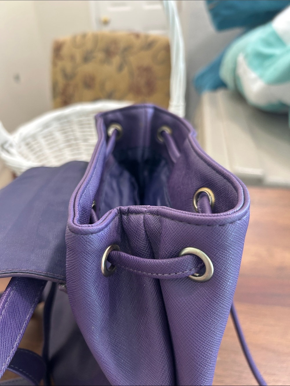 MONAT Purple Mini Backpack with Drawstring Flap - Picture 6 of 7